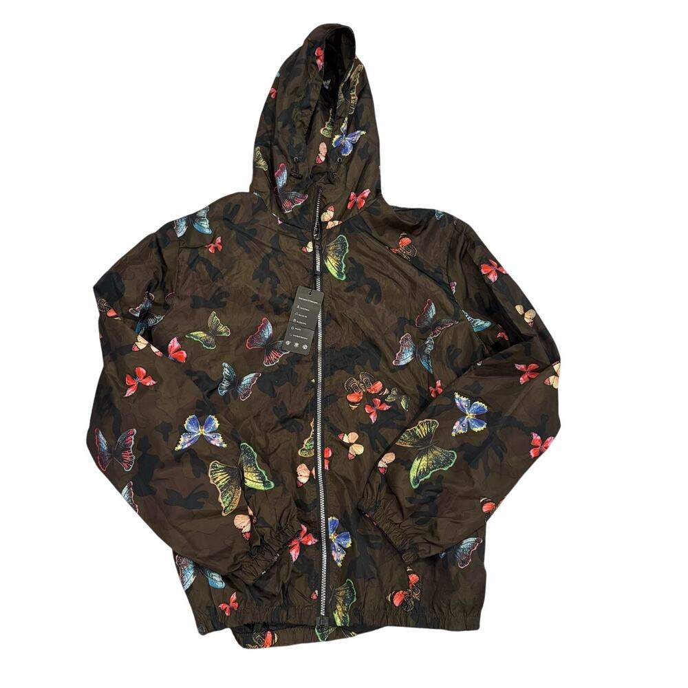 Urban Society Butterfly Camo Windbreaker Womens XXL Brown Hooded NWT
